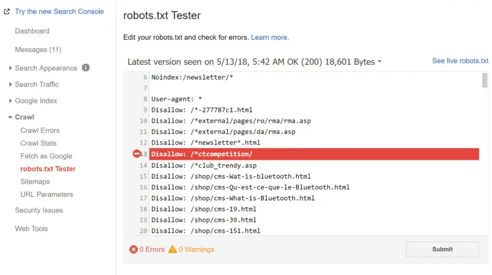  URL robots.txt engelleniyor hatası