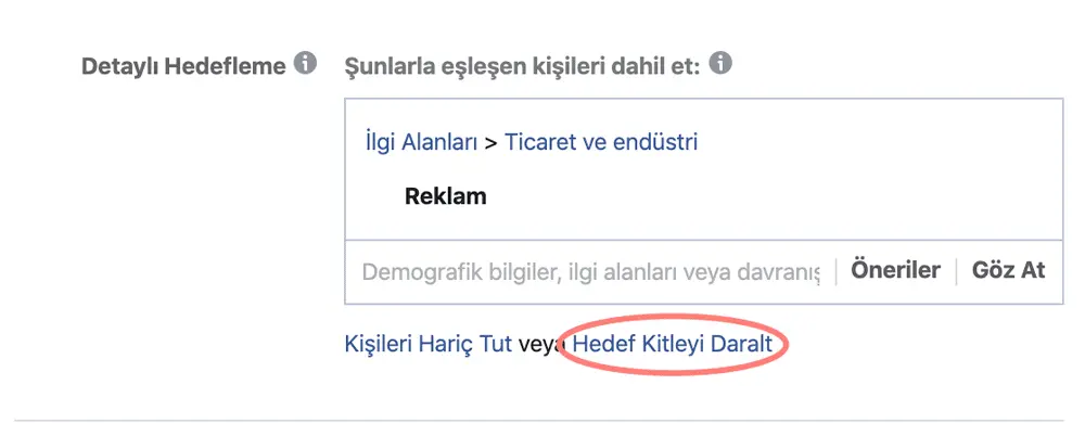 Facebook Hedef Kitleyi Daraltma