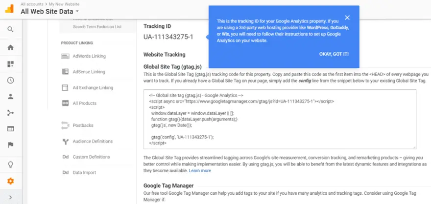 Google Analitik Global Site Etiketi alma
