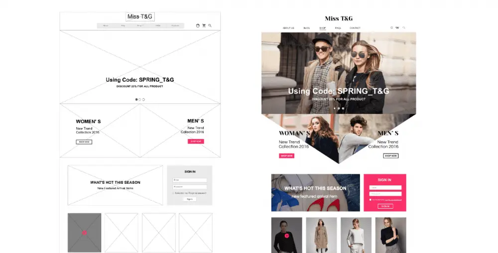 e-ticaret giyim anasayfa website tasarımı