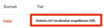 Robots.txt tarafından engellenme