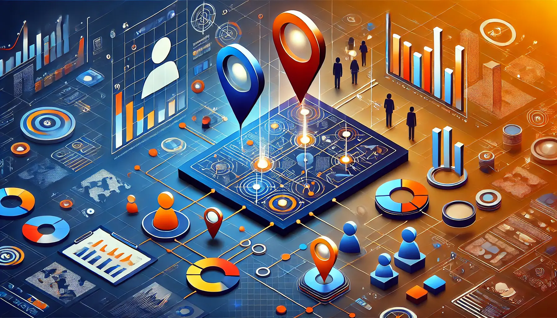 An image symbolizing the concept of identifying market gaps and opportunities in the mobile app industry, with highlighted areas on a map or graph representing untapped market spaces.