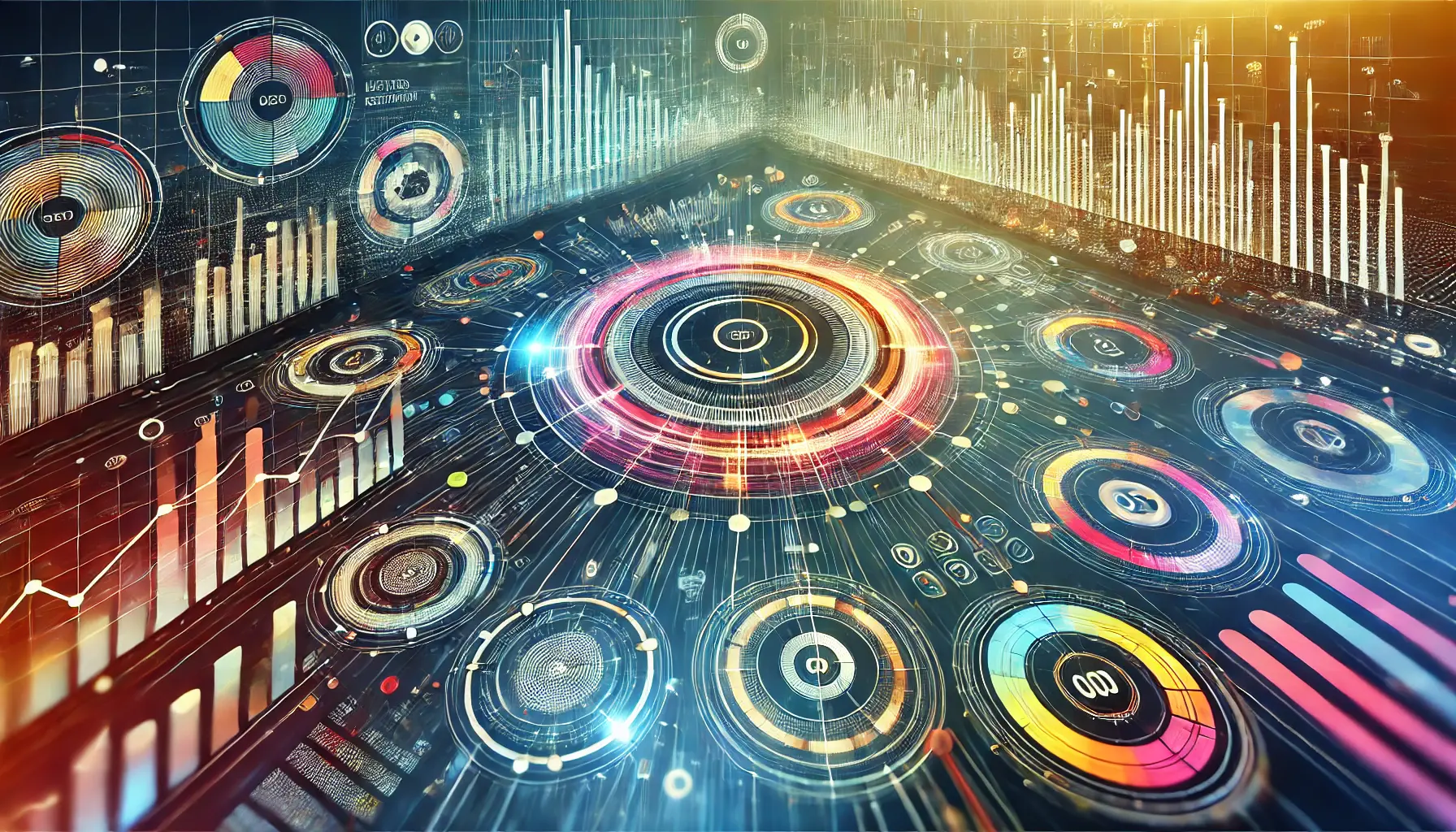 Abstract representation of data analysis and tracking metrics to monitor user retention in mobile apps.