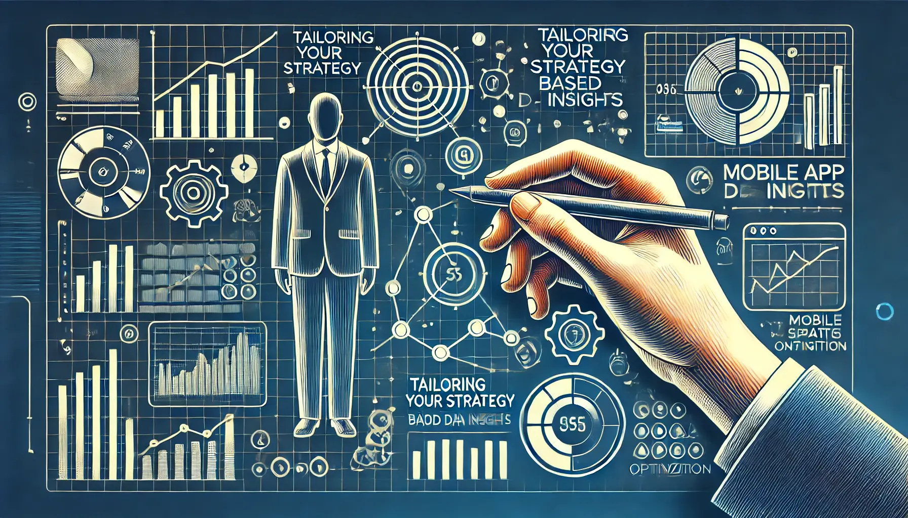 An image illustrating the concept of customizing strategies based on data insights, with a figure adjusting charts or graphs to refine a plan.