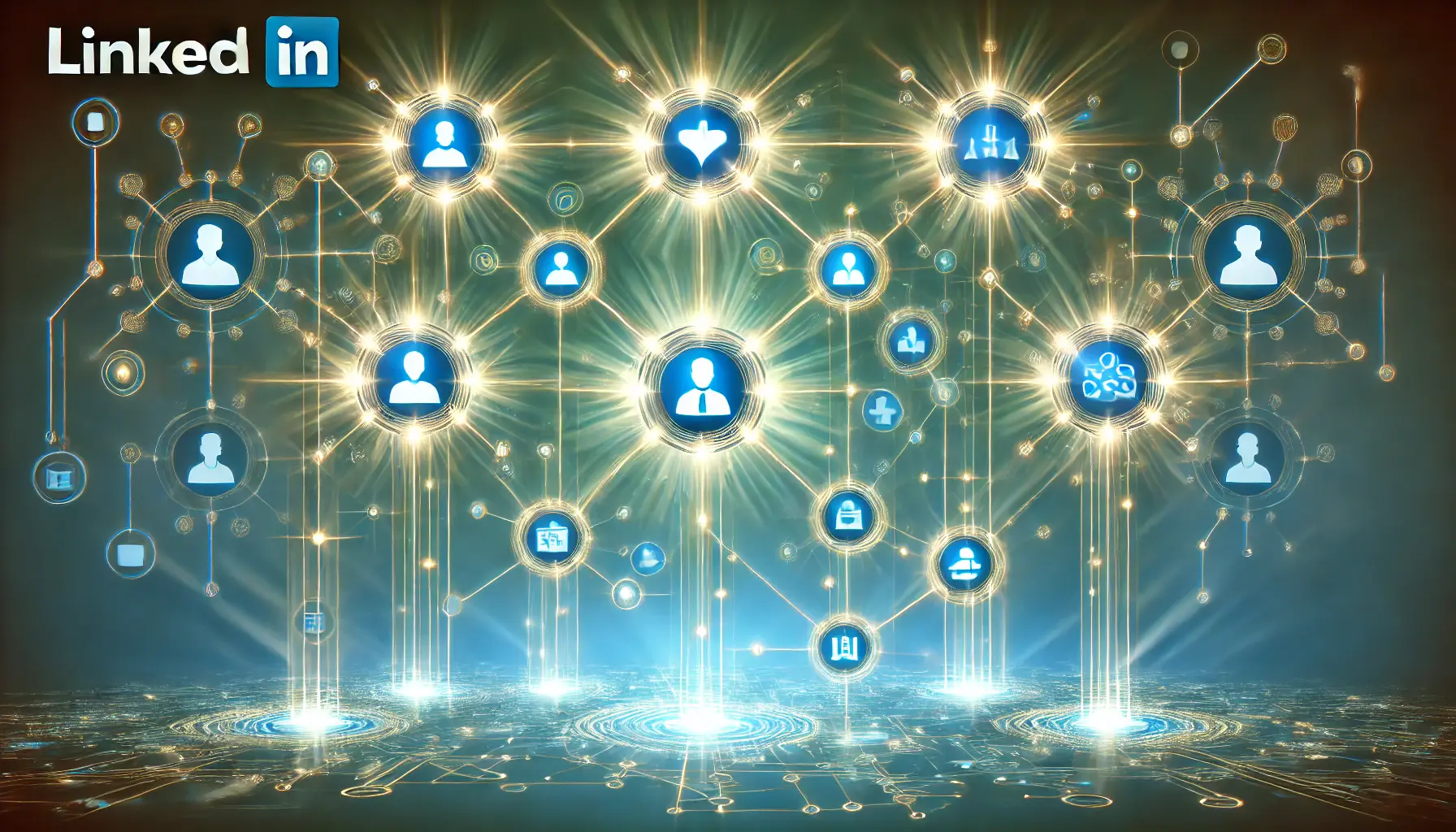 Glowing nodes connected by bright lines forming a cohesive network, symbolizing the components of a successful content series