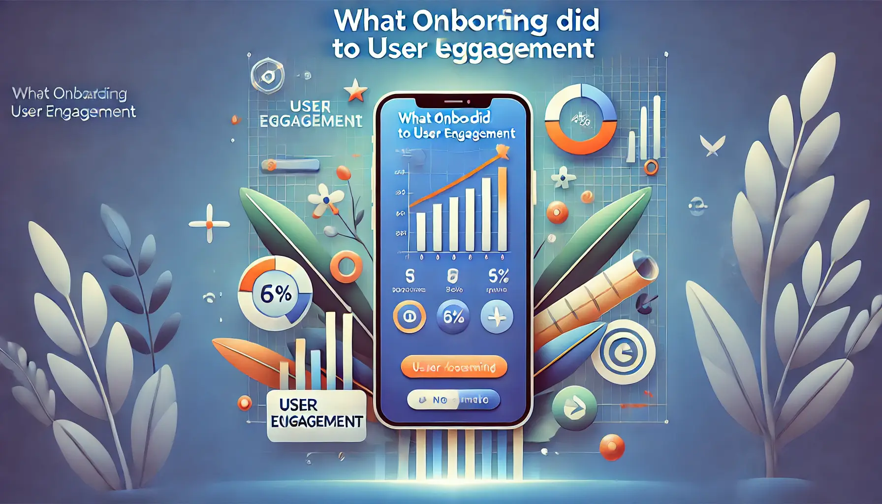 A smartphone displaying positive user engagement outcomes, with charts or graphs showing increased interaction, set against an abstract background symbolizing growth and progress.