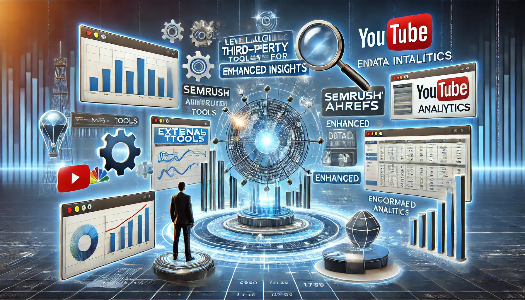 An illustration of leveraging third-party tools for enhanced insights, showing various analytics platforms integrating with YouTube Analytics.