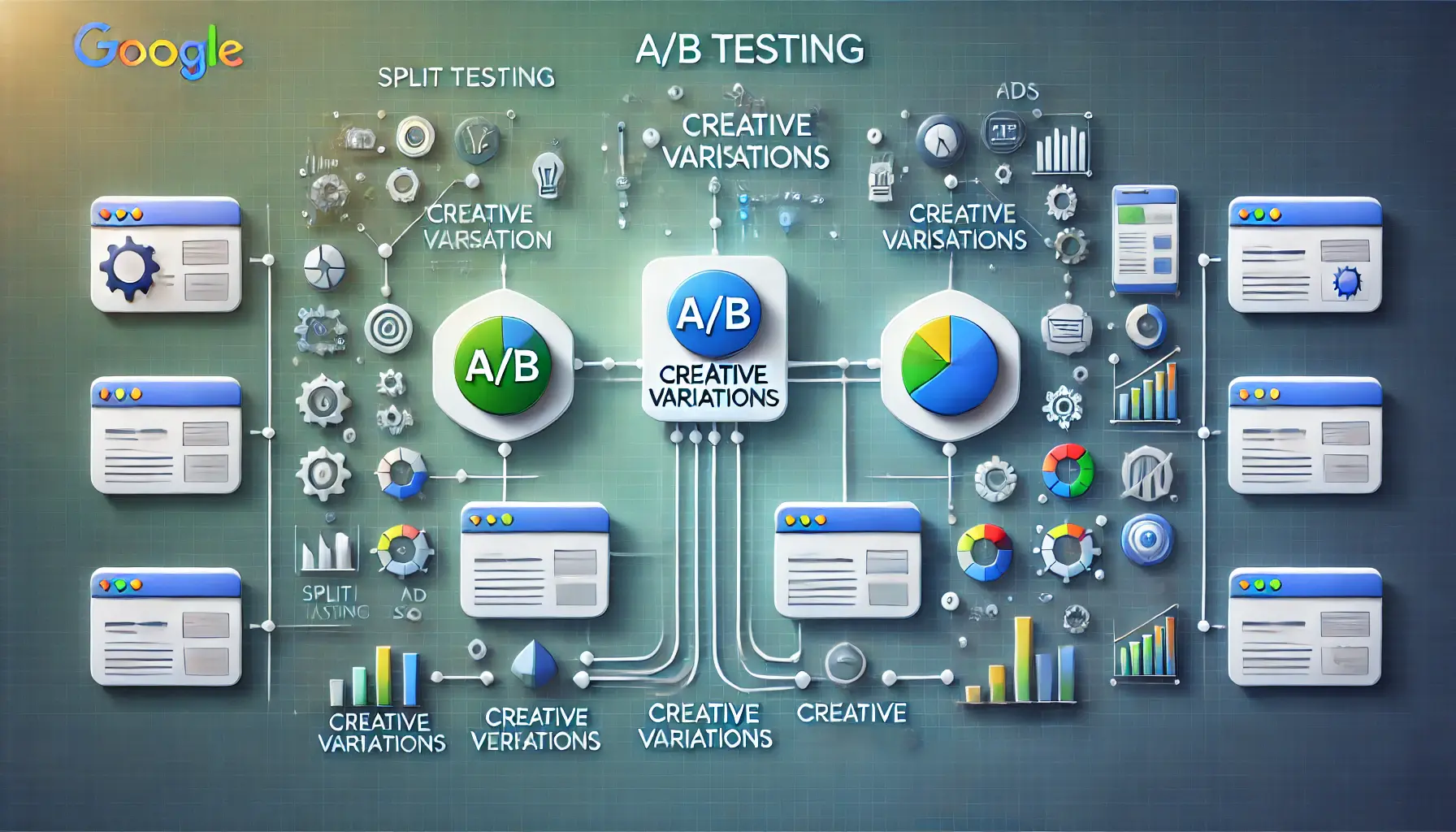 A visual representation of two different ads side by side, symbolizing A/B testing and creative variations.