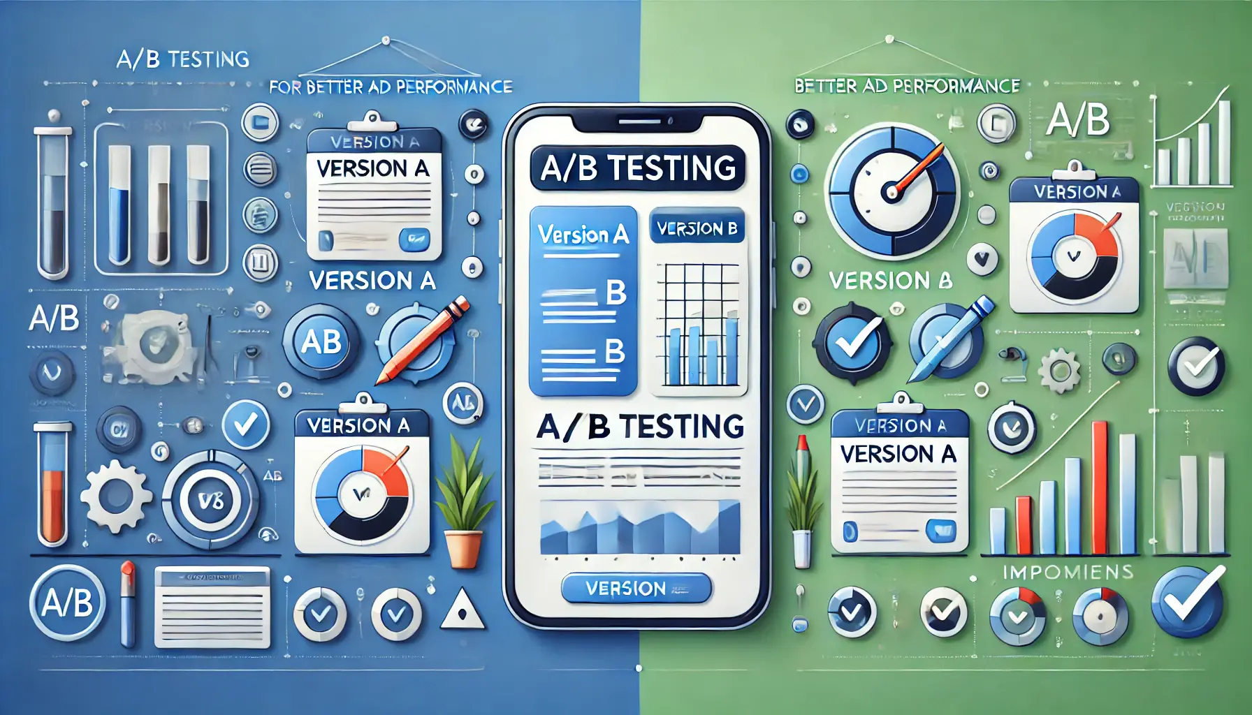 Illustration of A/B testing for improving ad performance.