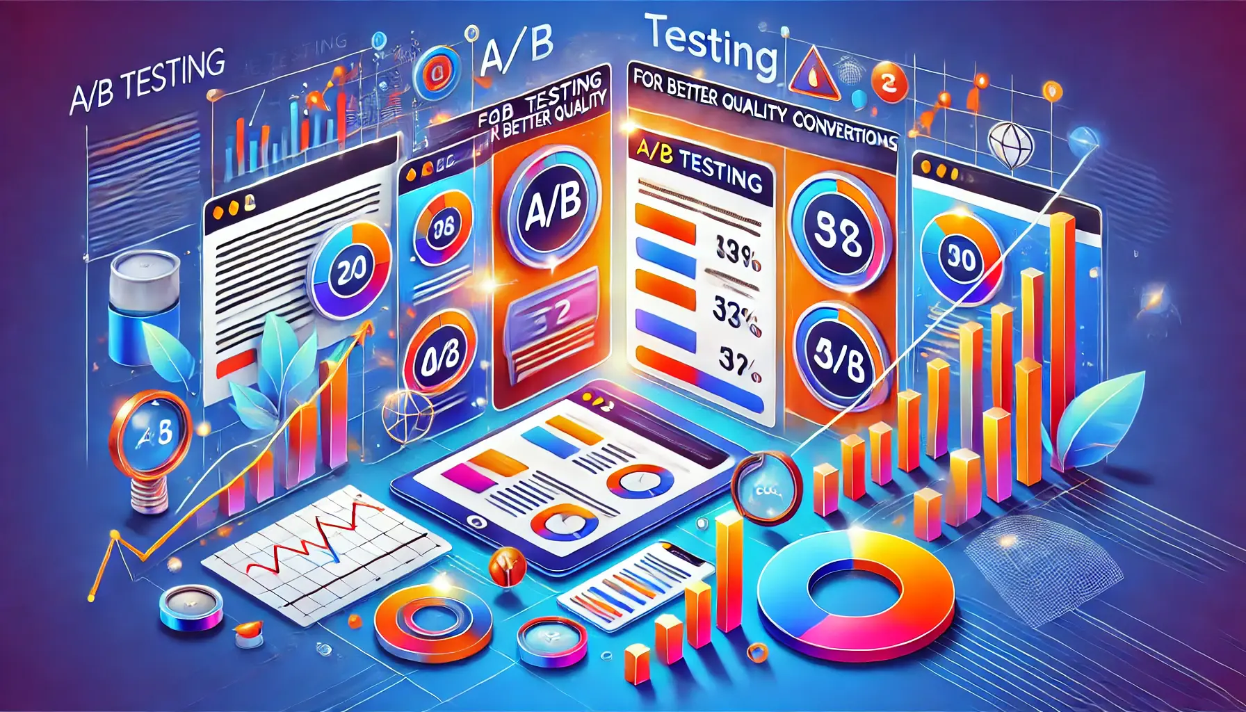 An illustration showing the A/B testing process for improving conversion quality.