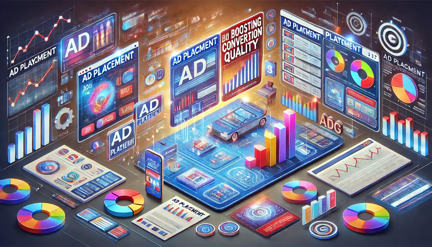 An illustration showing various ad placement strategies to enhance conversion quality.