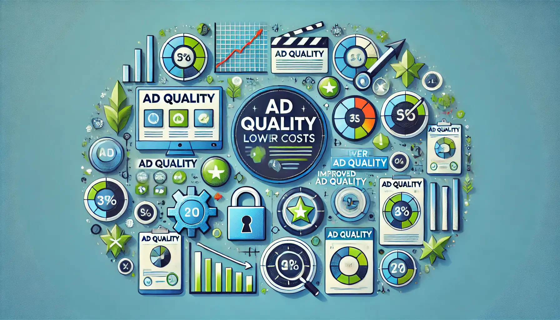 Illustration of the relationship between ad quality and costs in digital marketing.