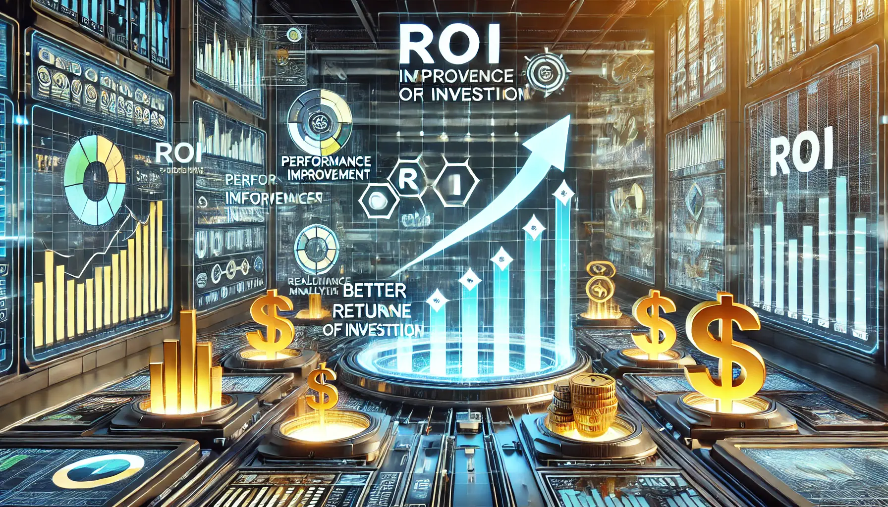 An image featuring growth charts, upward arrows, and financial symbols, representing advanced strategies for improving return on investment (ROI) in campaigns.