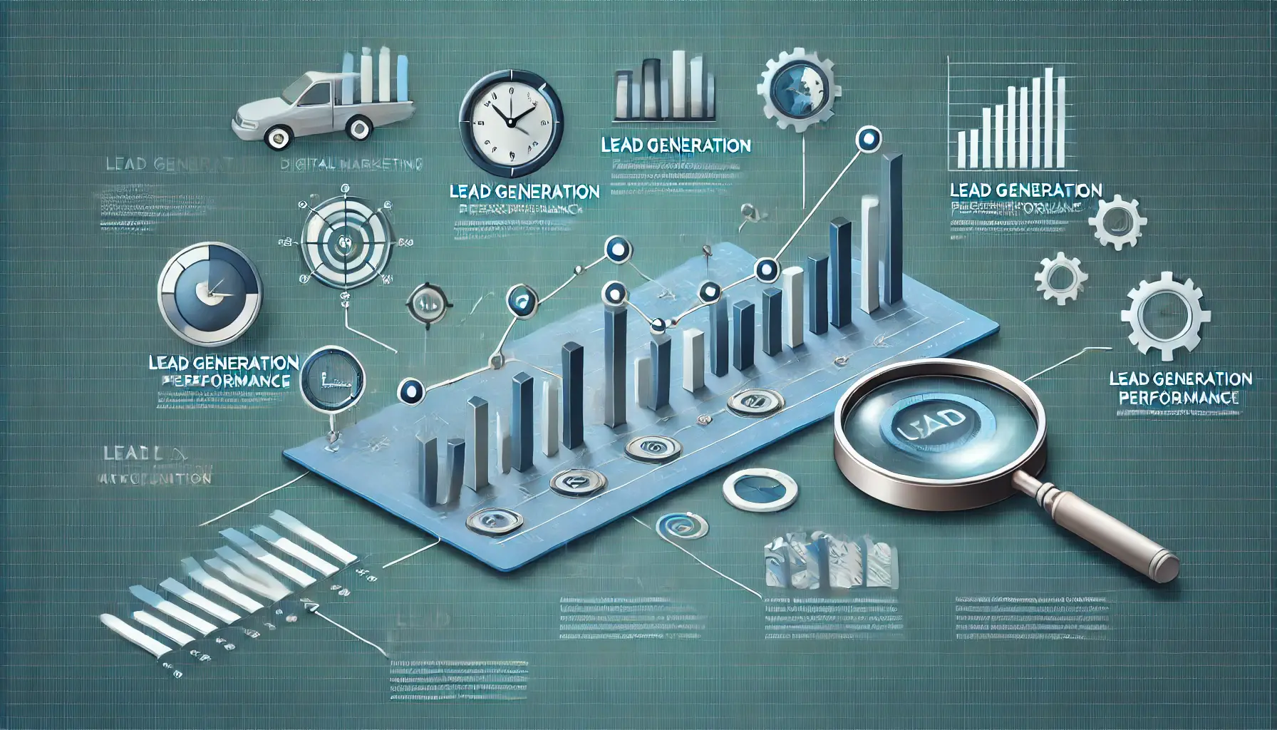 Illustration of analyzing lead generation performance metrics over time.