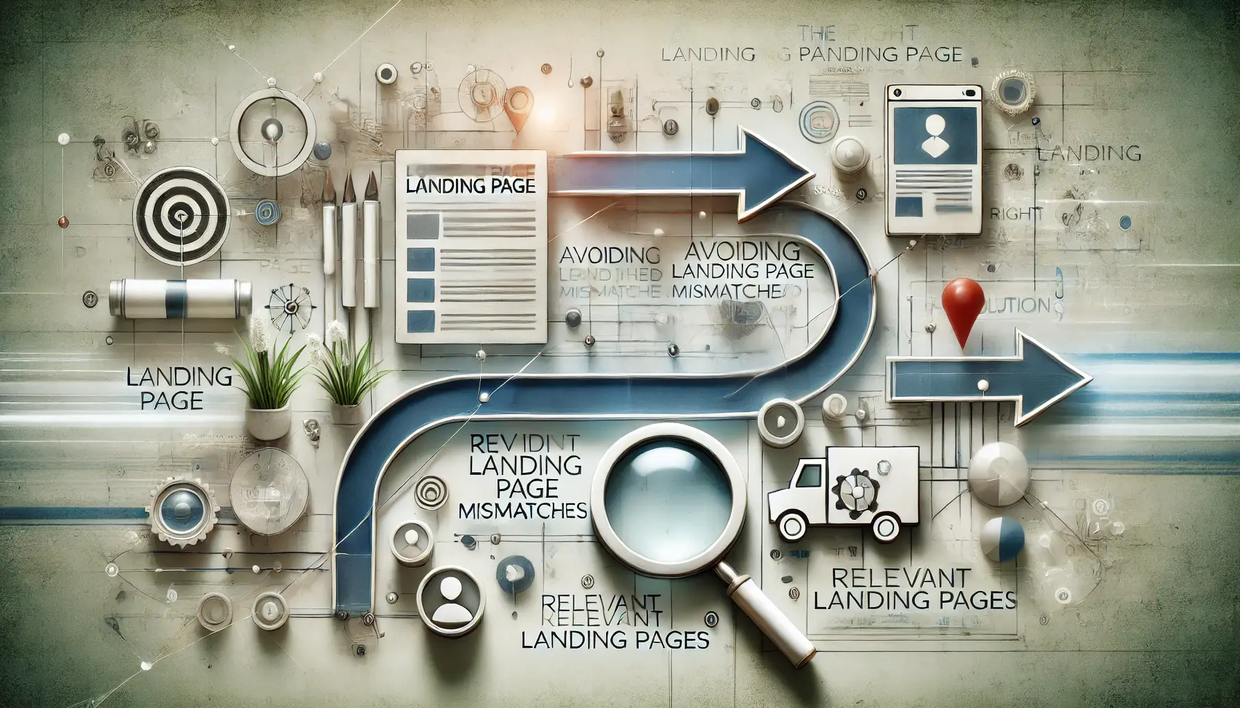 Abstract representation of preventing landing page mismatches in digital advertising