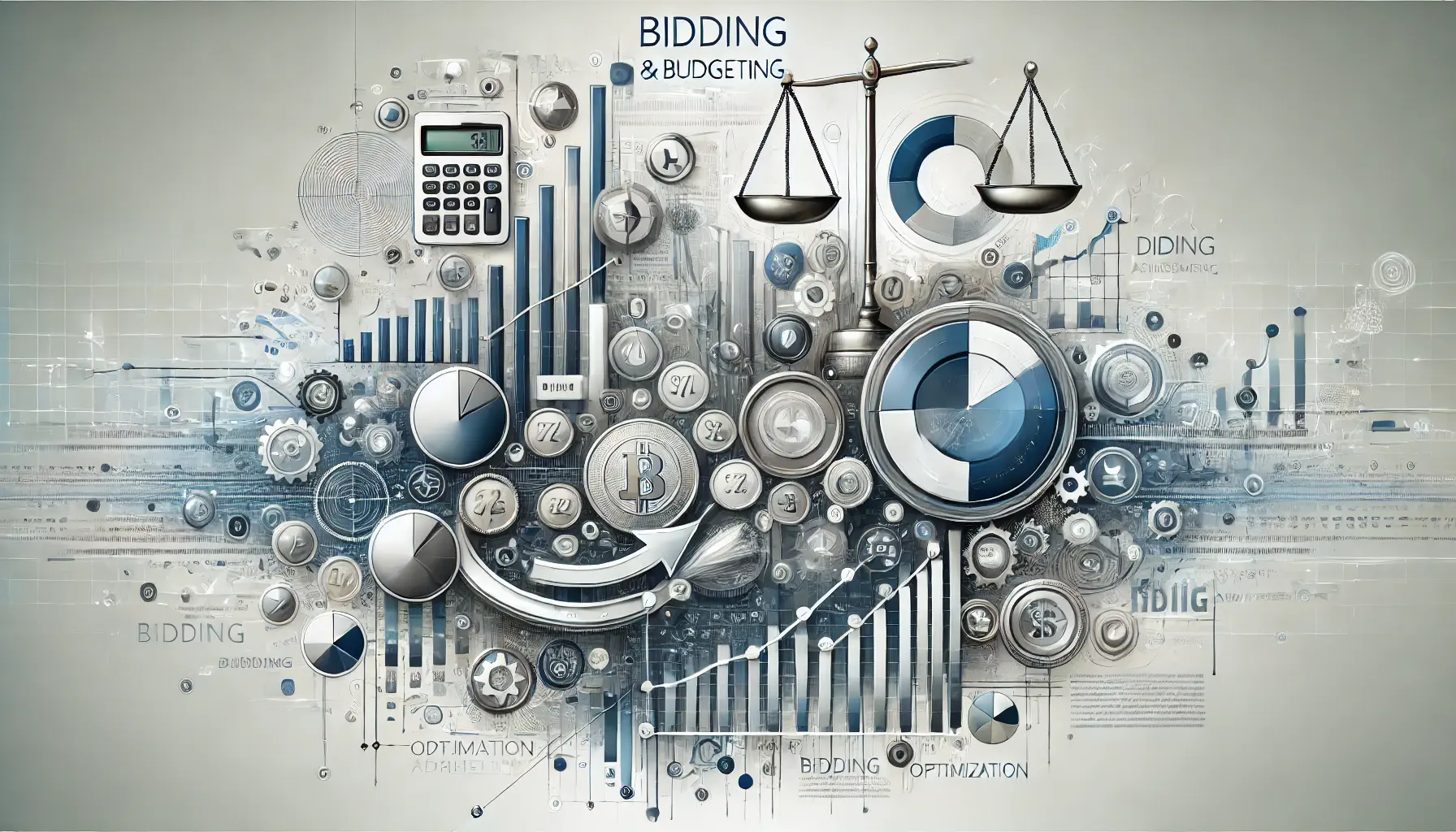 Abstract representation of bidding and budgeting in digital marketing campaigns