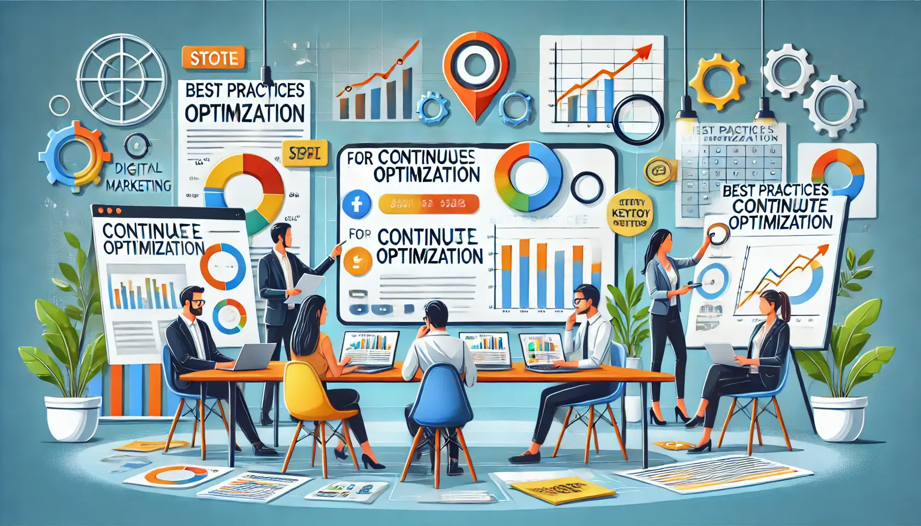 A digital marketing professional analyzing performance metrics in a collaborative meeting.