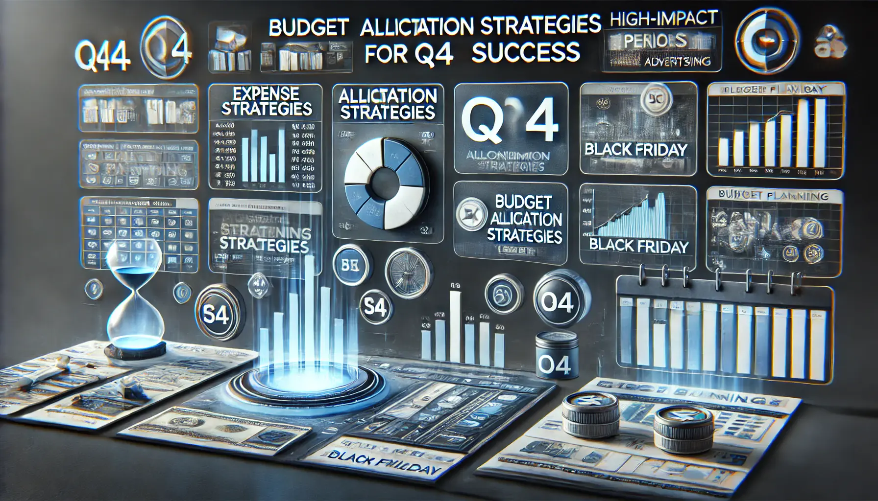 Image showing a digital budgeting dashboard with expense charts and allocation strategies for Q4 seasonal events like Black Friday.