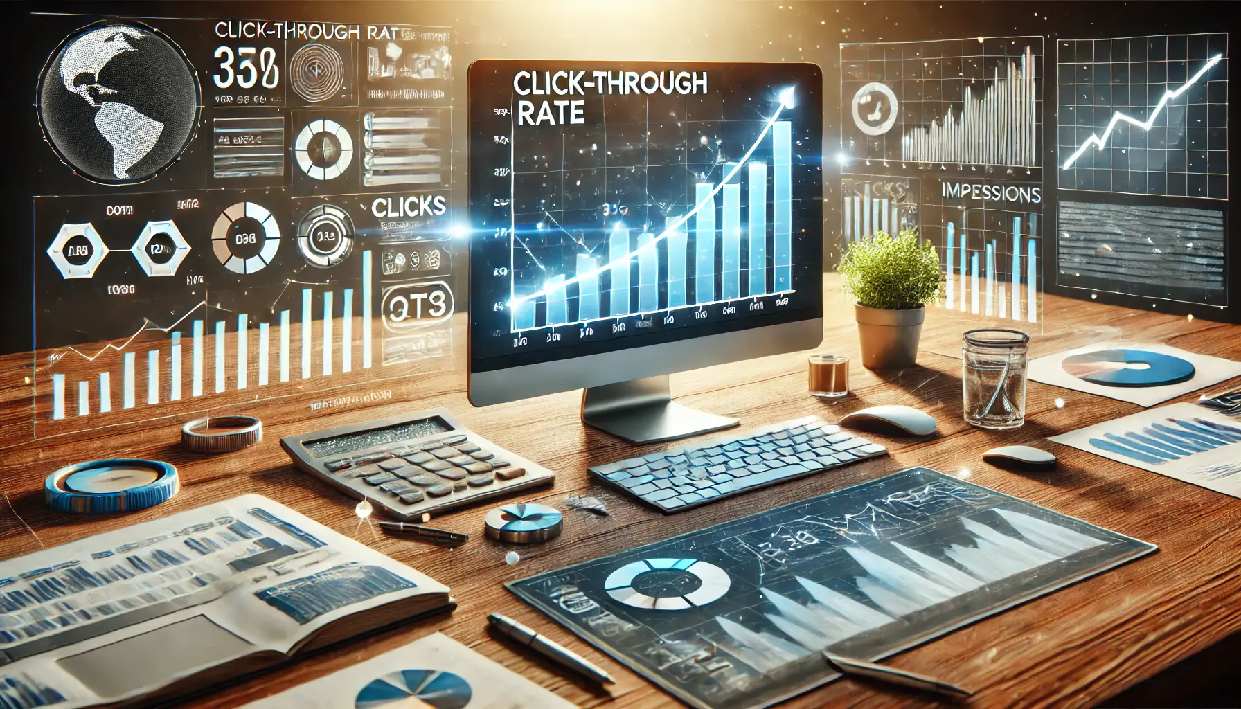 A computer screen displaying a bar chart representing Click-Through Rate (CTR) metrics over time.