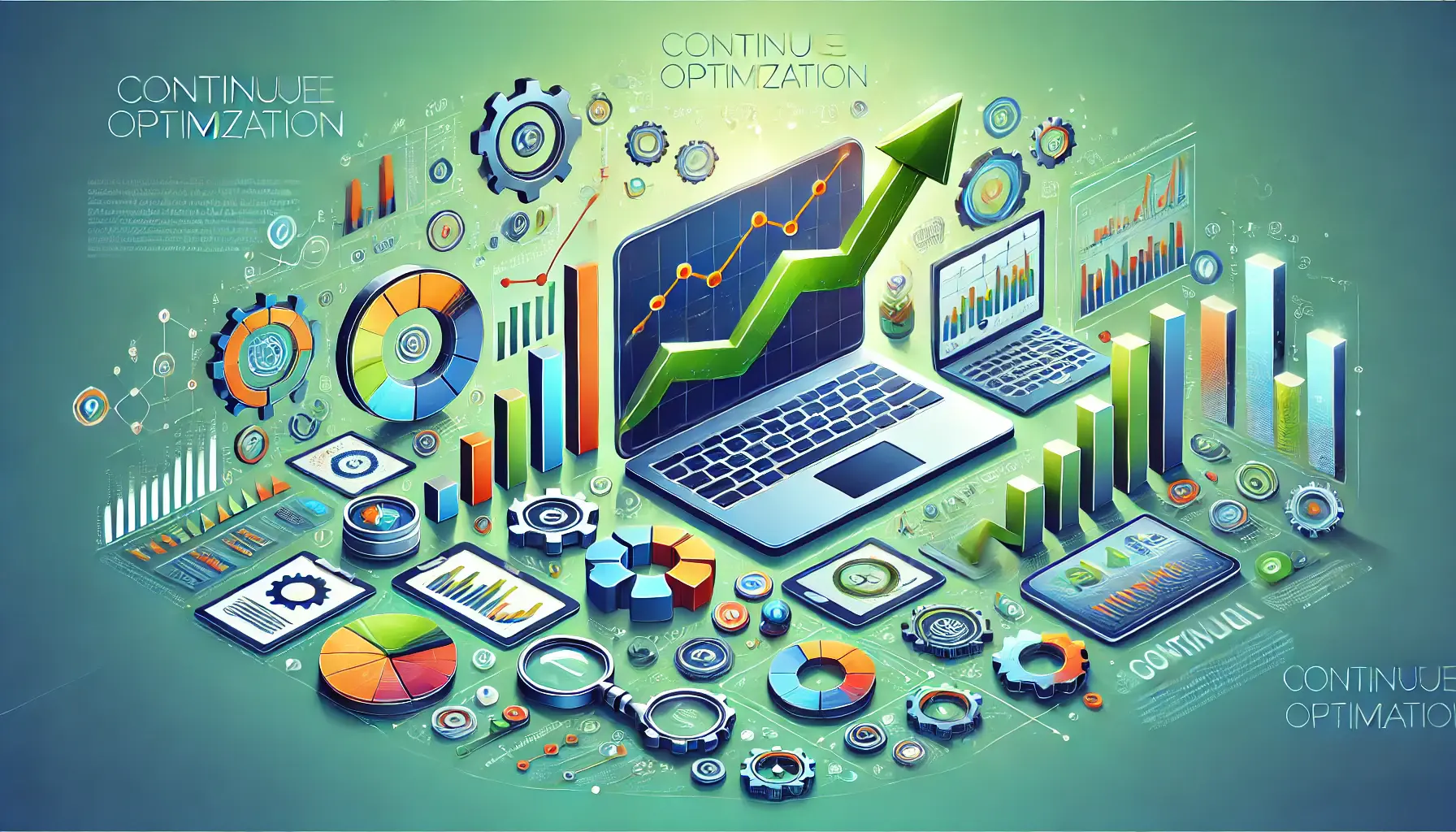 A visual representation of continuous optimization strategies in digital marketing, showcasing performance analytics and growth.