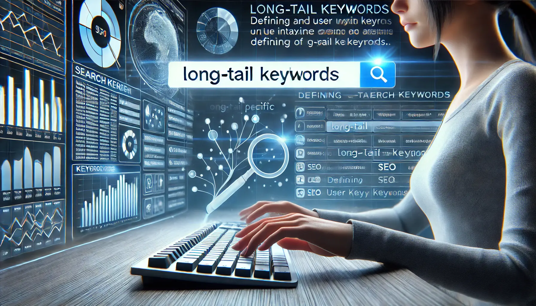 A digital search engine interface displaying a specific long-tail keyword query with performance analysis