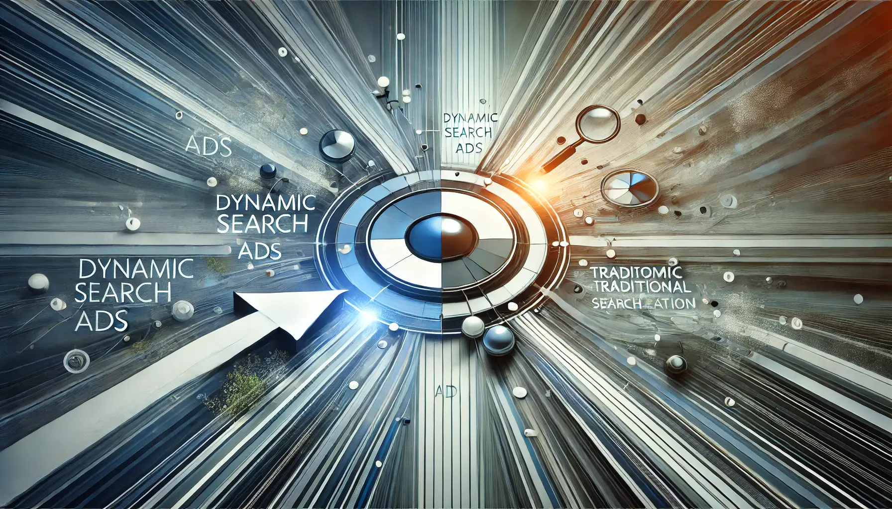 Abstract representation comparing Dynamic Search Ads and Traditional Search Ads