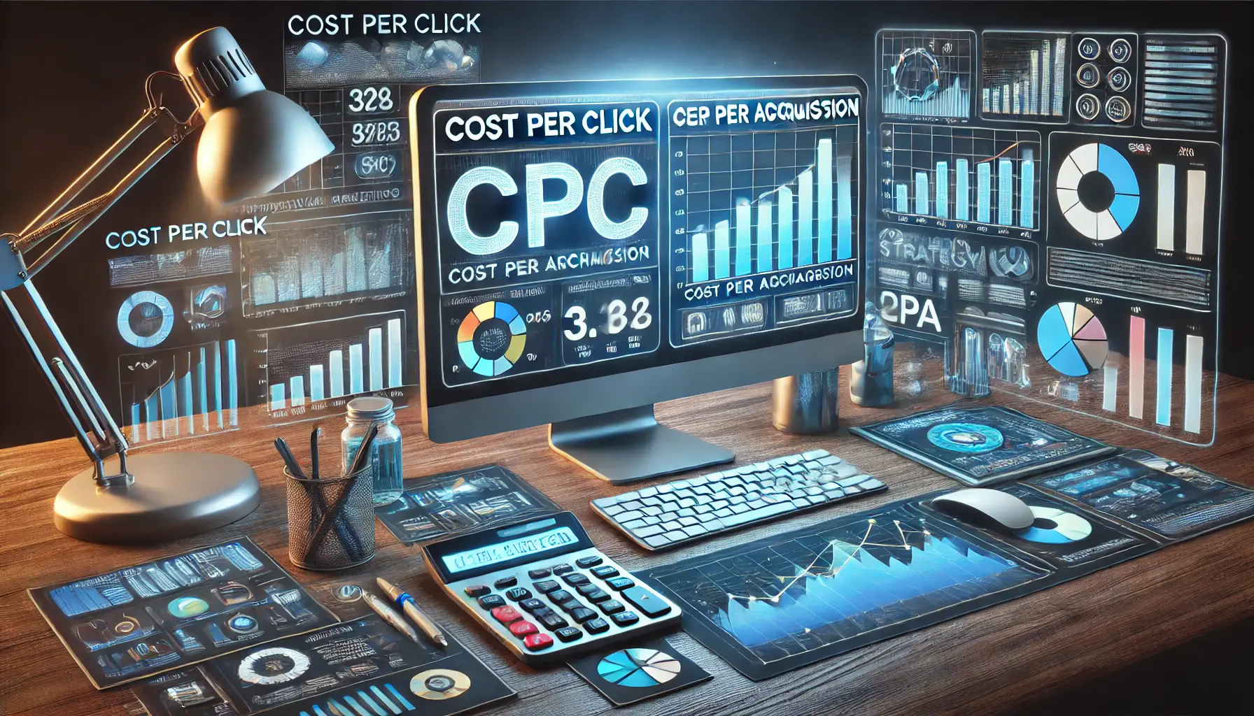 A computer screen displaying a comparison chart of Cost Per Click (CPC) and Cost Per Acquisition (CPA) metrics.