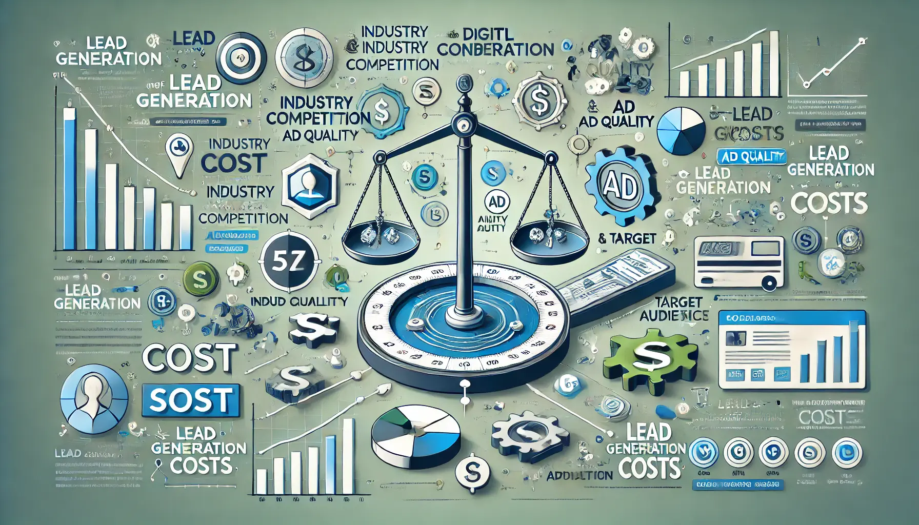 Illustration of factors influencing lead generation costs in digital marketing.