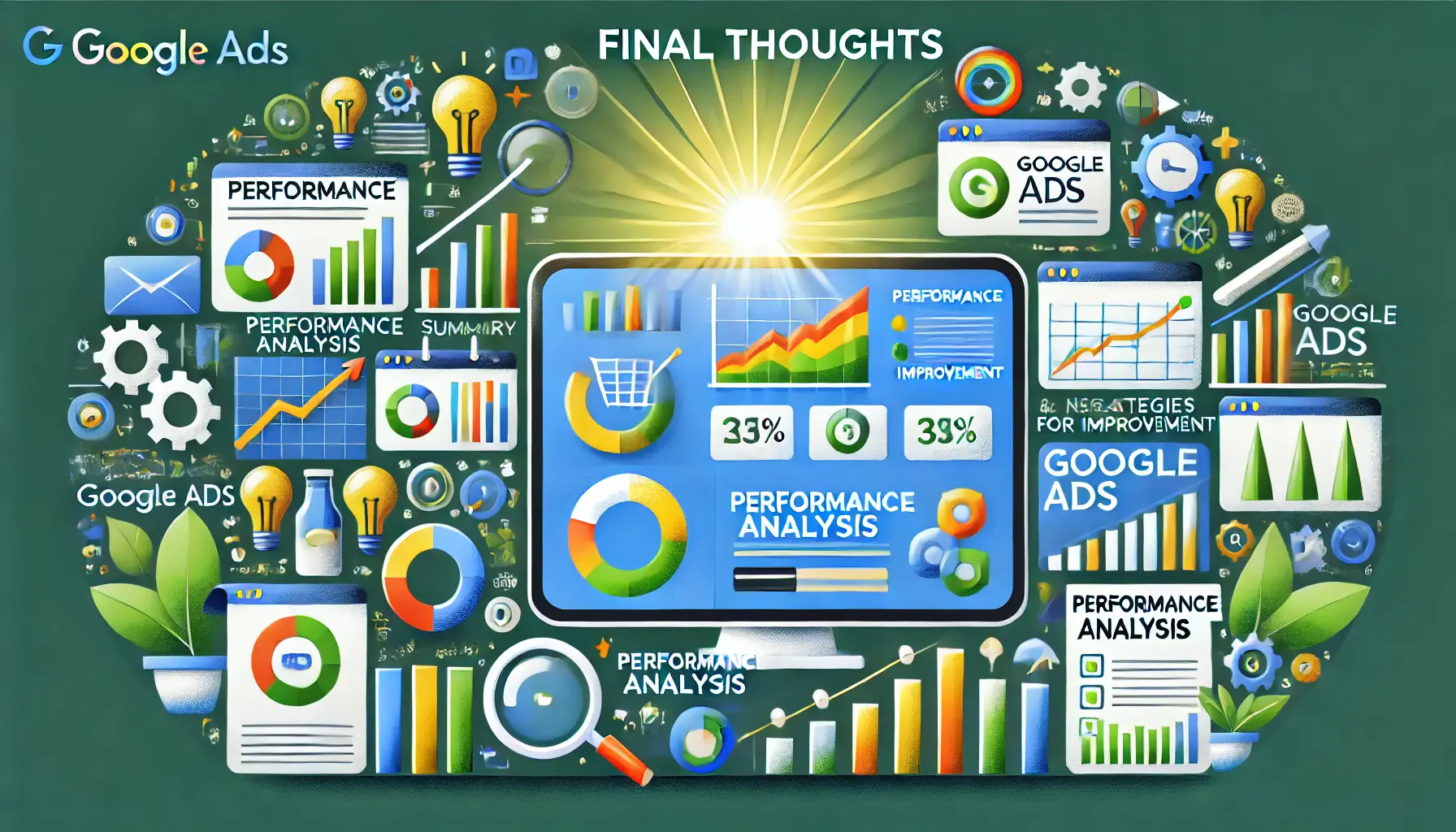 A visual representation of performance analysis for Google Ads improvement, showcasing metrics and insights.