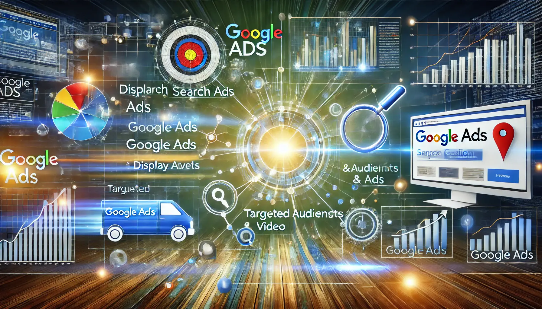 Illustration of Google Ads formats facilitating lead generation.