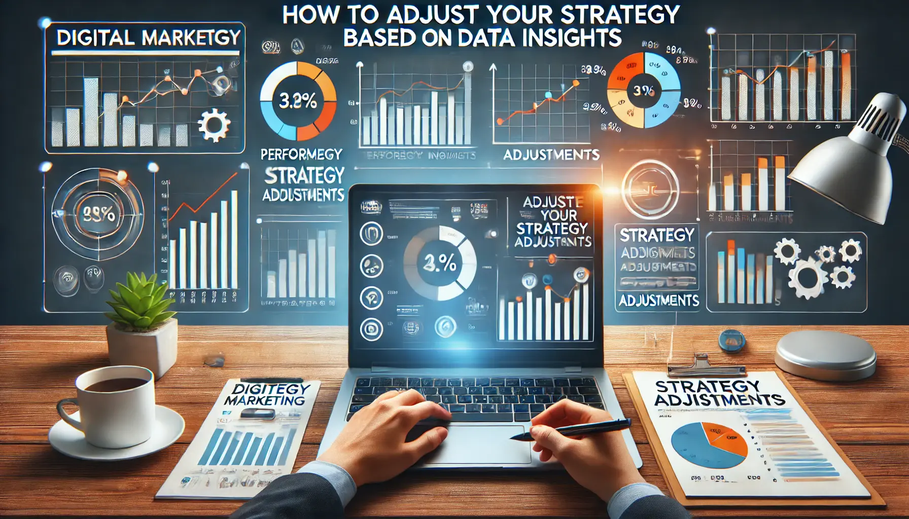 A digital marketing professional analyzing performance data on a laptop.