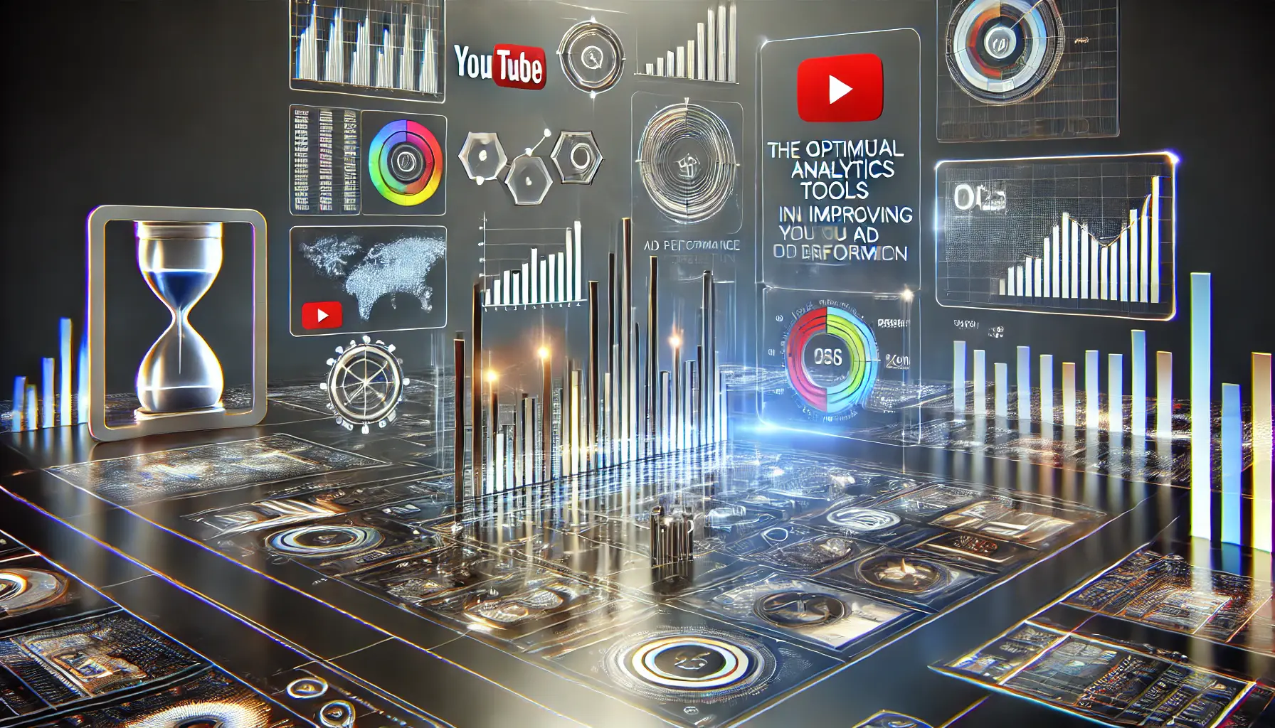 An illustration of using analytics tools effectively in YouTube advertising, featuring data analysis, ad performance metrics, and optimization strategies.