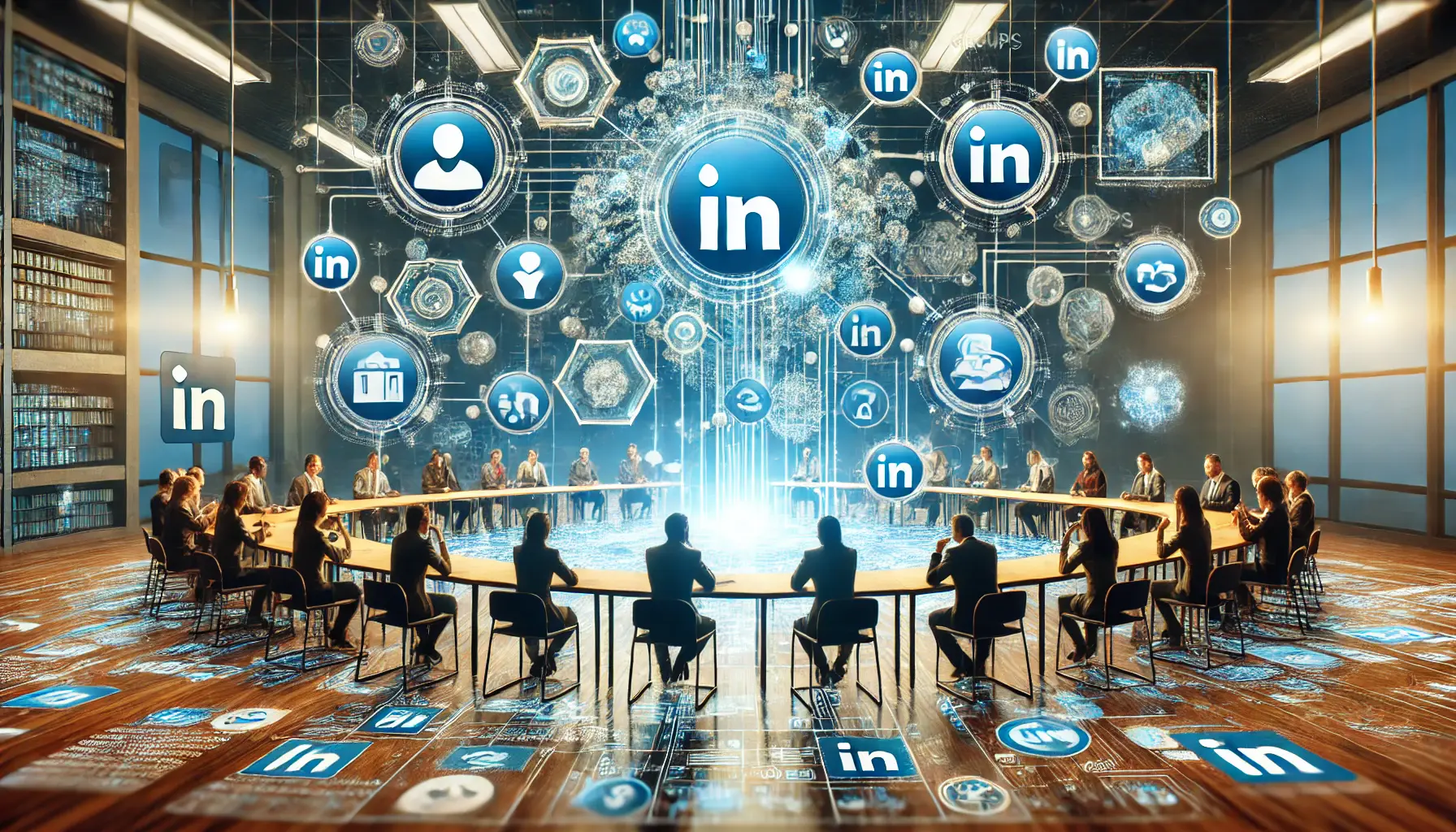 A digital environment showcasing LinkedIn tools like groups, events, and messaging, actively used to foster connections and professional growth.