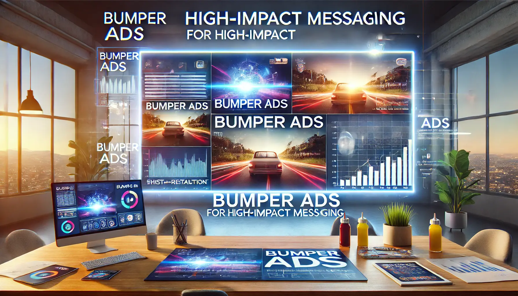 Digital workspace showcasing bumper ads with short, attention-grabbing video clips