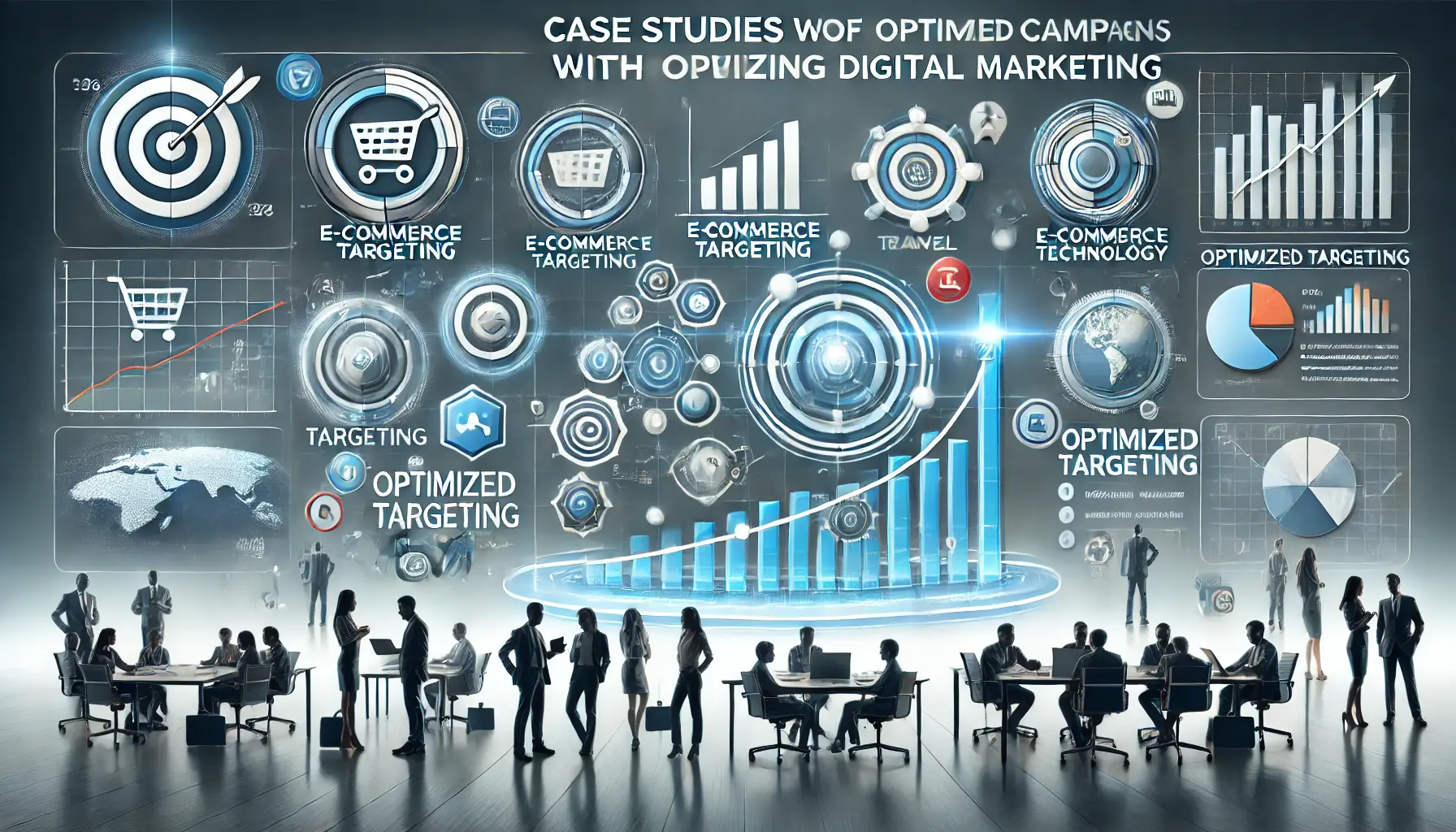 An illustration depicting case studies of successful campaigns with optimized targeting in digital marketing.