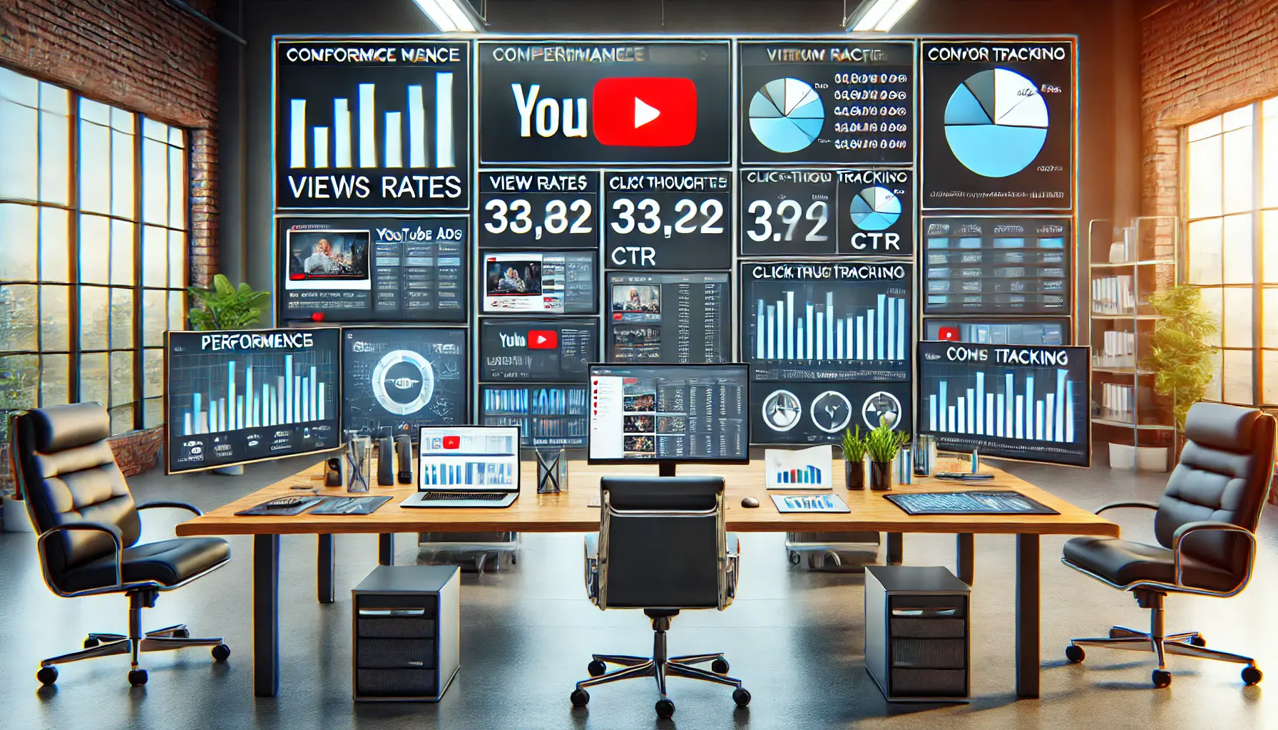 Digital workspace showing comprehensive performance metrics for YouTube Ads campaigns