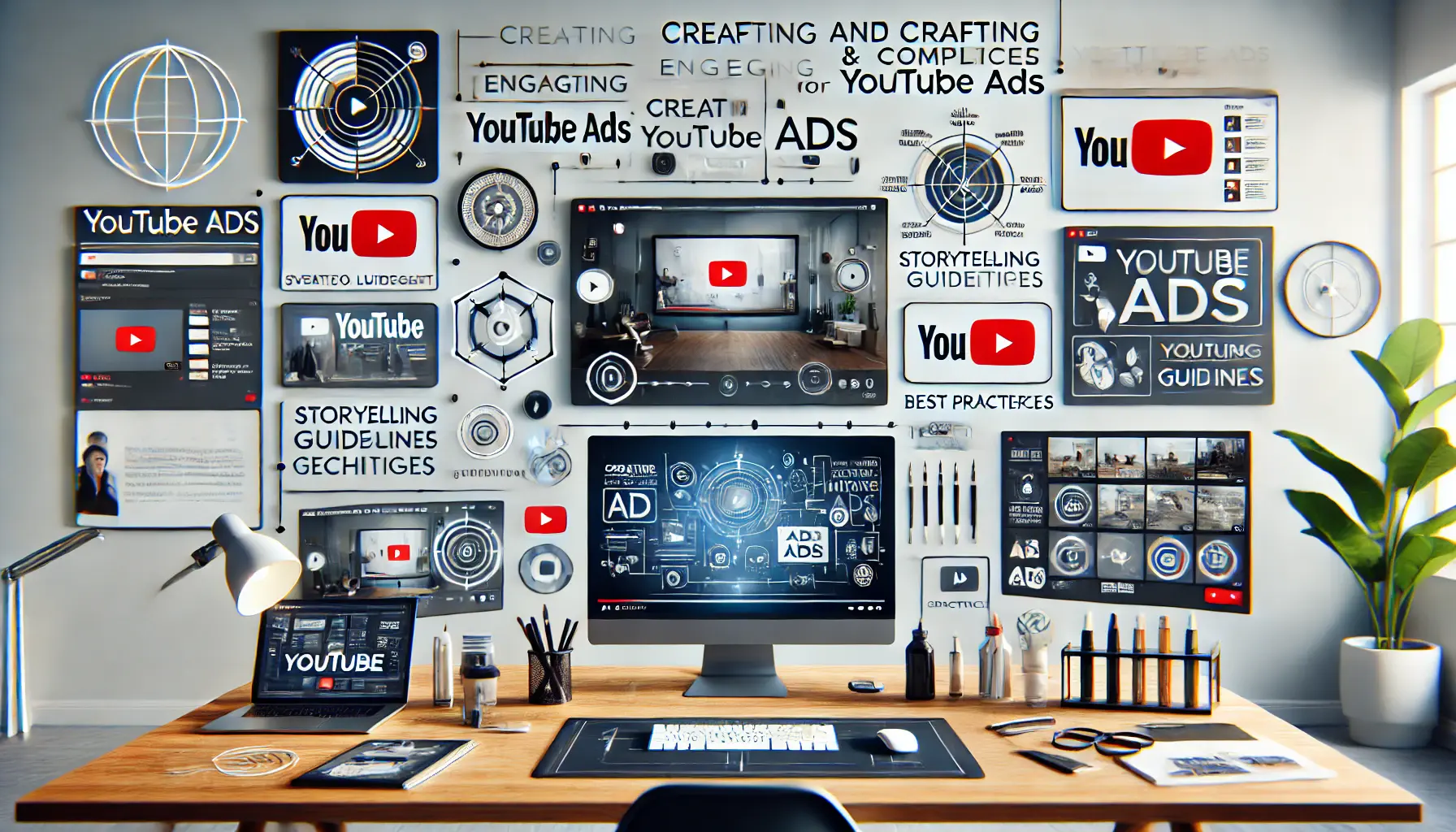 Digital workspace showcasing creative guidelines and best practices for YouTube Ads