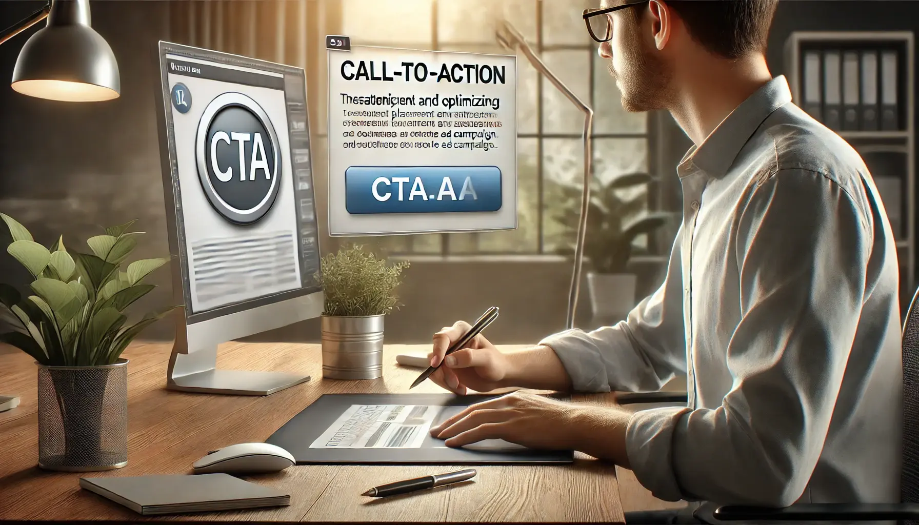 A digital marketer optimizing the placement and design of a call-to-action (CTA) button for an ad campaign.