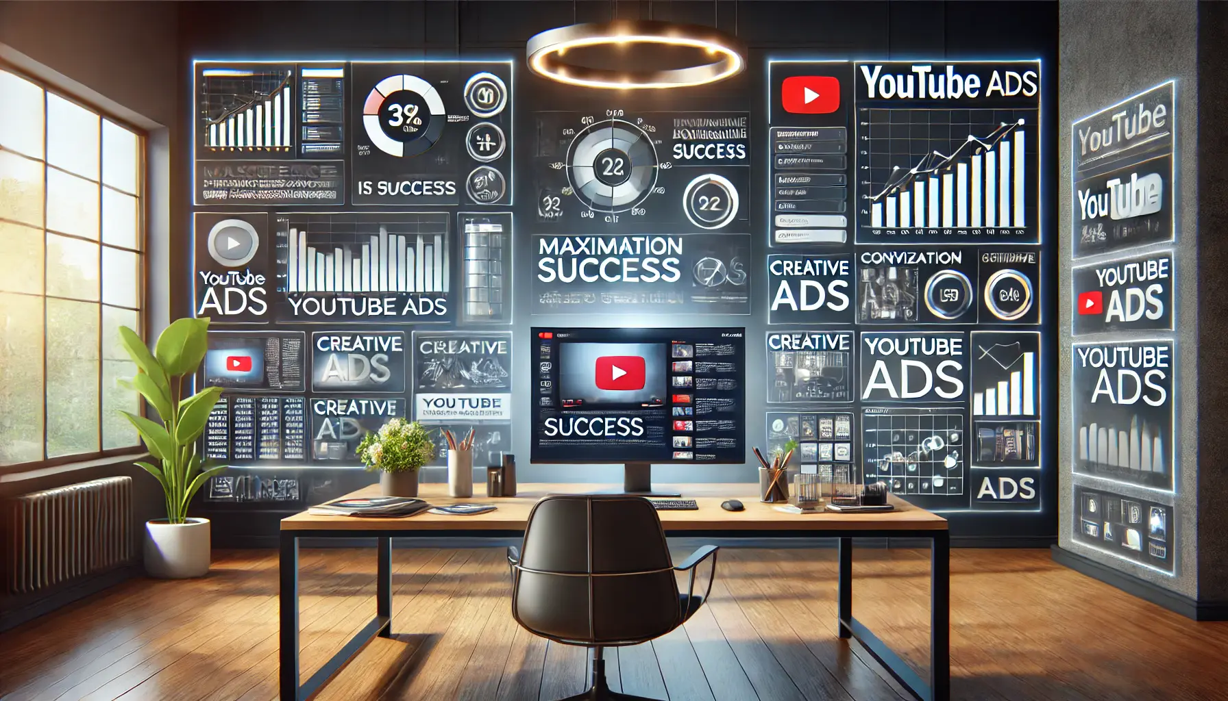 Digital workspace showcasing strategies for maximizing success with YouTube Ads campaigns