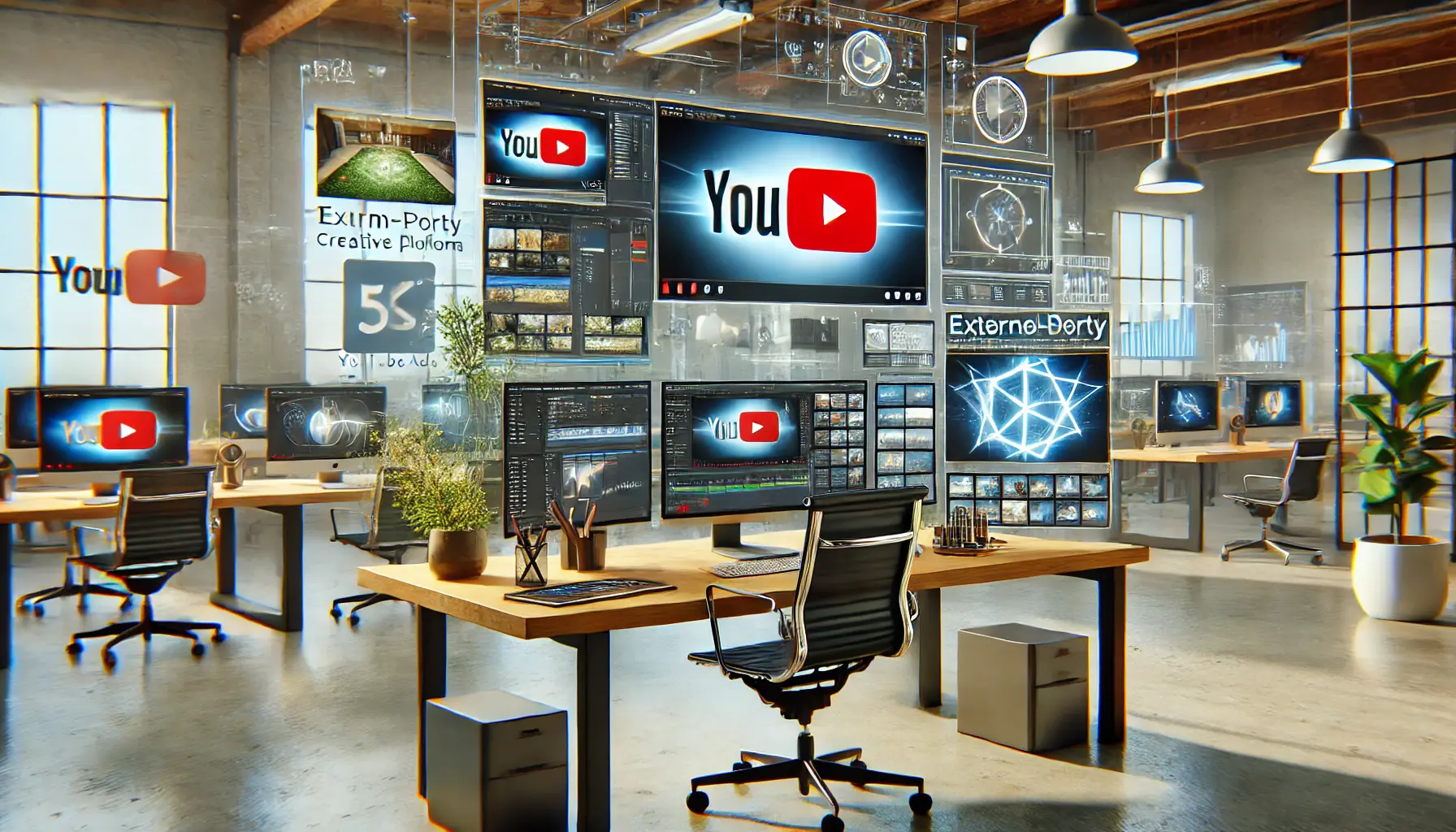 Digital workspace showcasing third-party creative platform integration for YouTube Ads