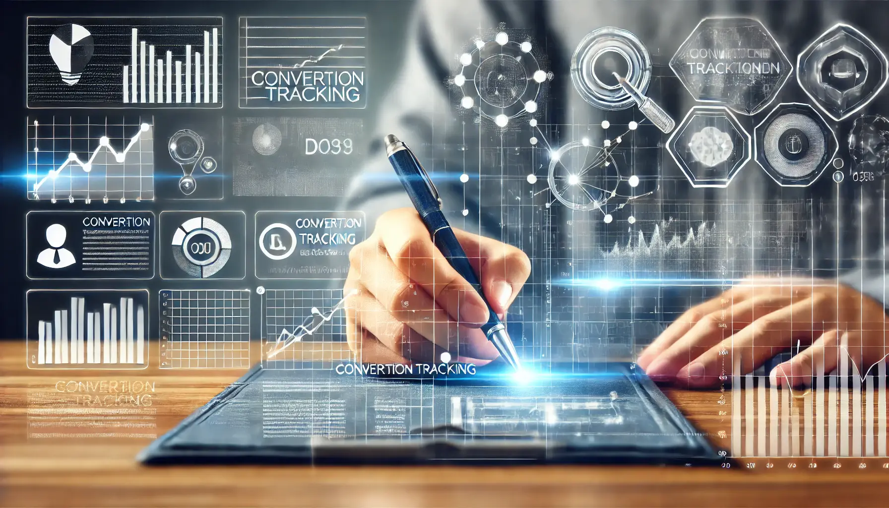 A visual representation of conversion tracking accuracy with precise data points, tracking lines, and charts symbolizing accurate measurement and monitoring of user actions.