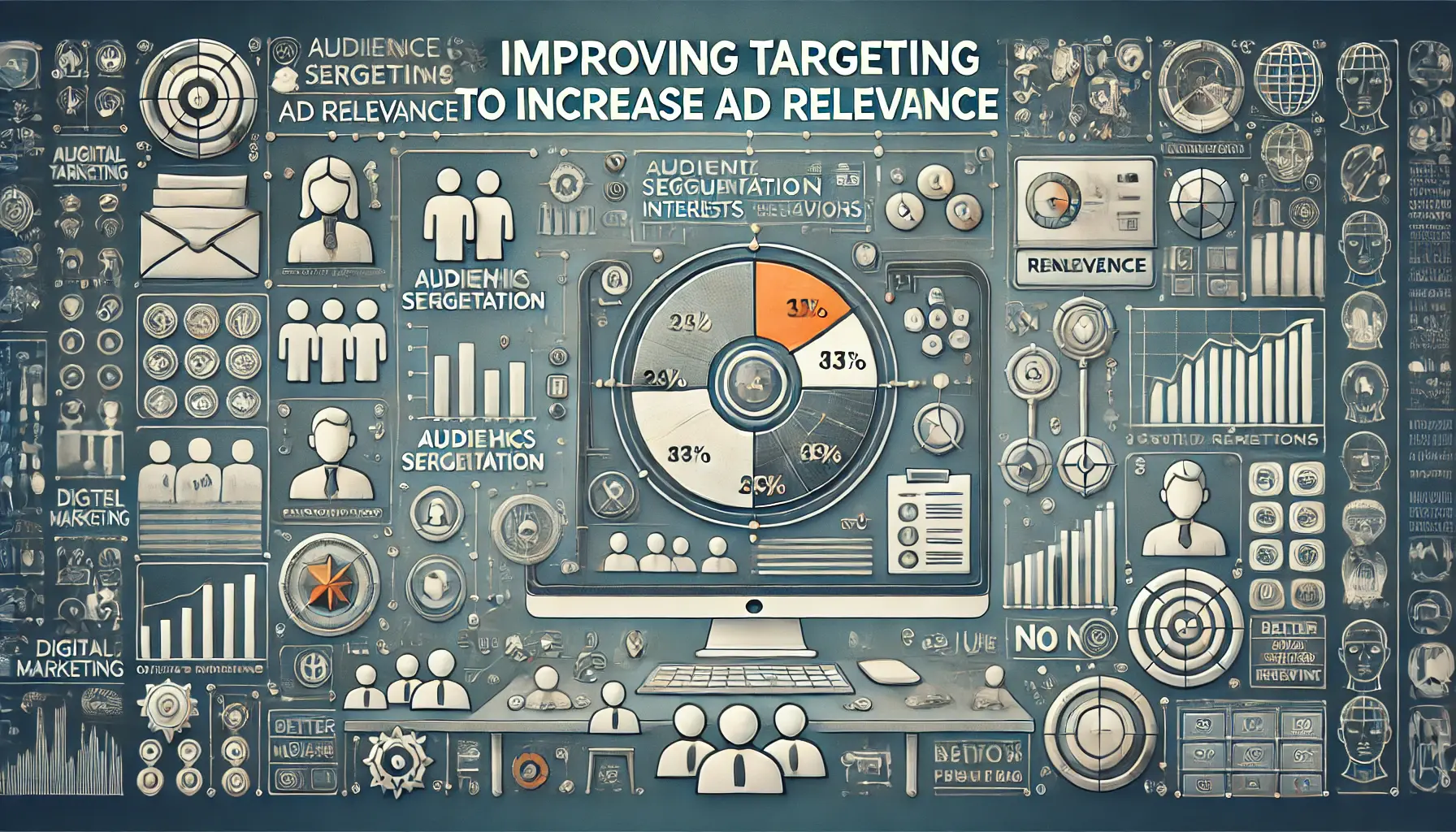 Digital screen displaying audience segmentation tools with demographics, interests, and behavior data, symbolizing improved targeting