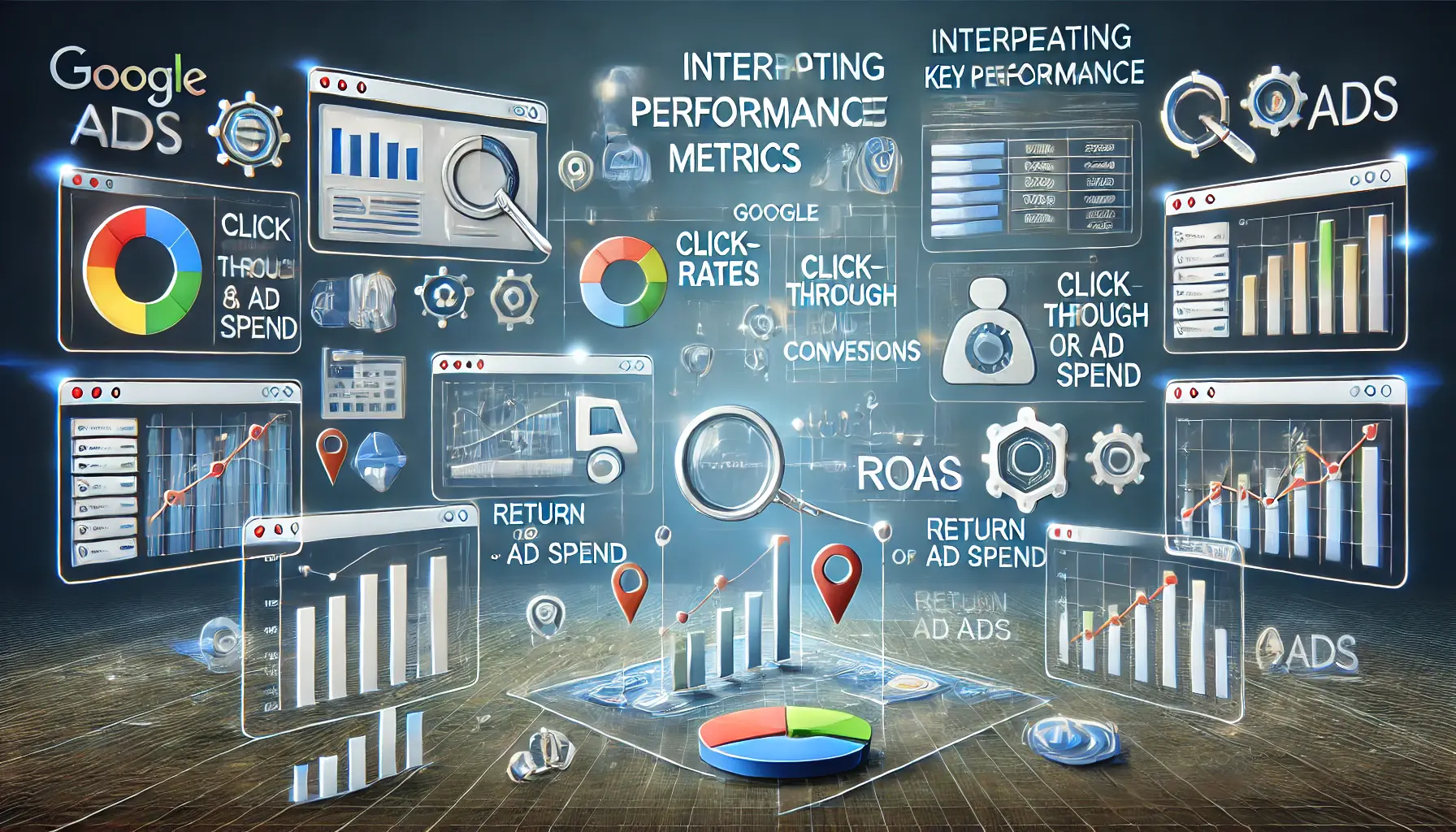 A visual representation of key performance metrics with charts, graphs, and indicators for metrics like click-through rates and conversions.