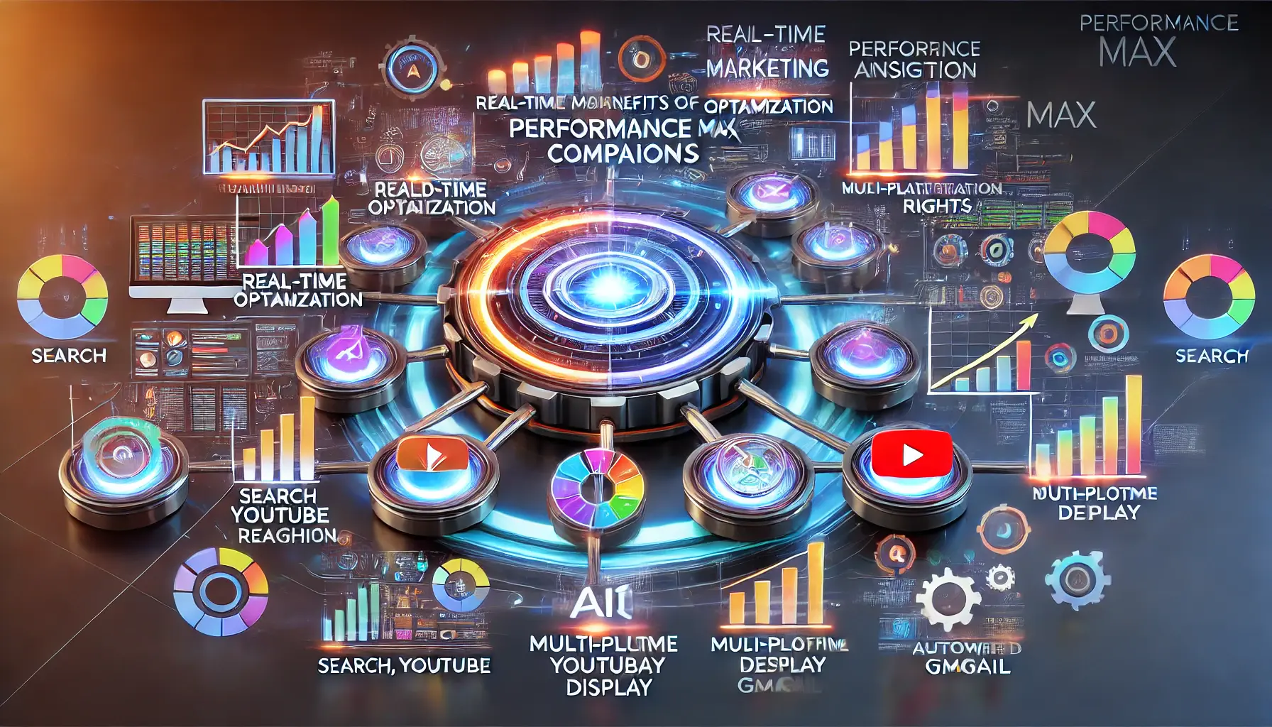 An image showcasing the unified campaign management interface with data-driven insights and multi-platform reach, symbolizing the key benefits of Performance Max campaigns.