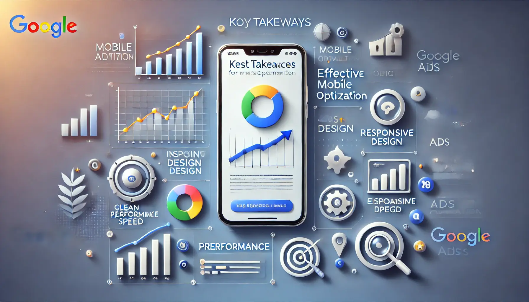 Smartphone displaying a successful mobile ad with responsive design and high-performance metrics, symbolizing effective mobile optimization