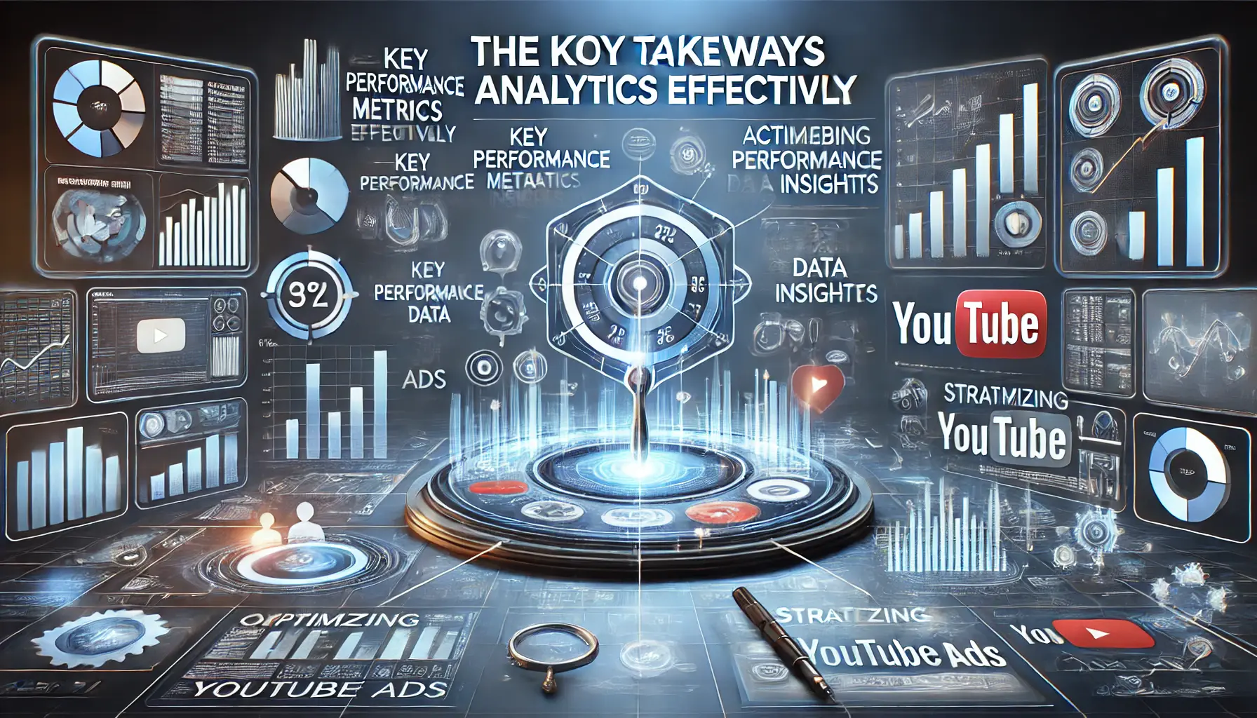 An illustration of key takeaways for leveraging analytics effectively, featuring key performance metrics, decision-making processes, and actionable insights.