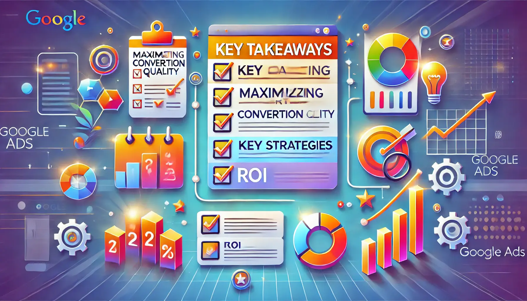 An illustration showing key strategies for maximizing conversion quality in Google Ads.