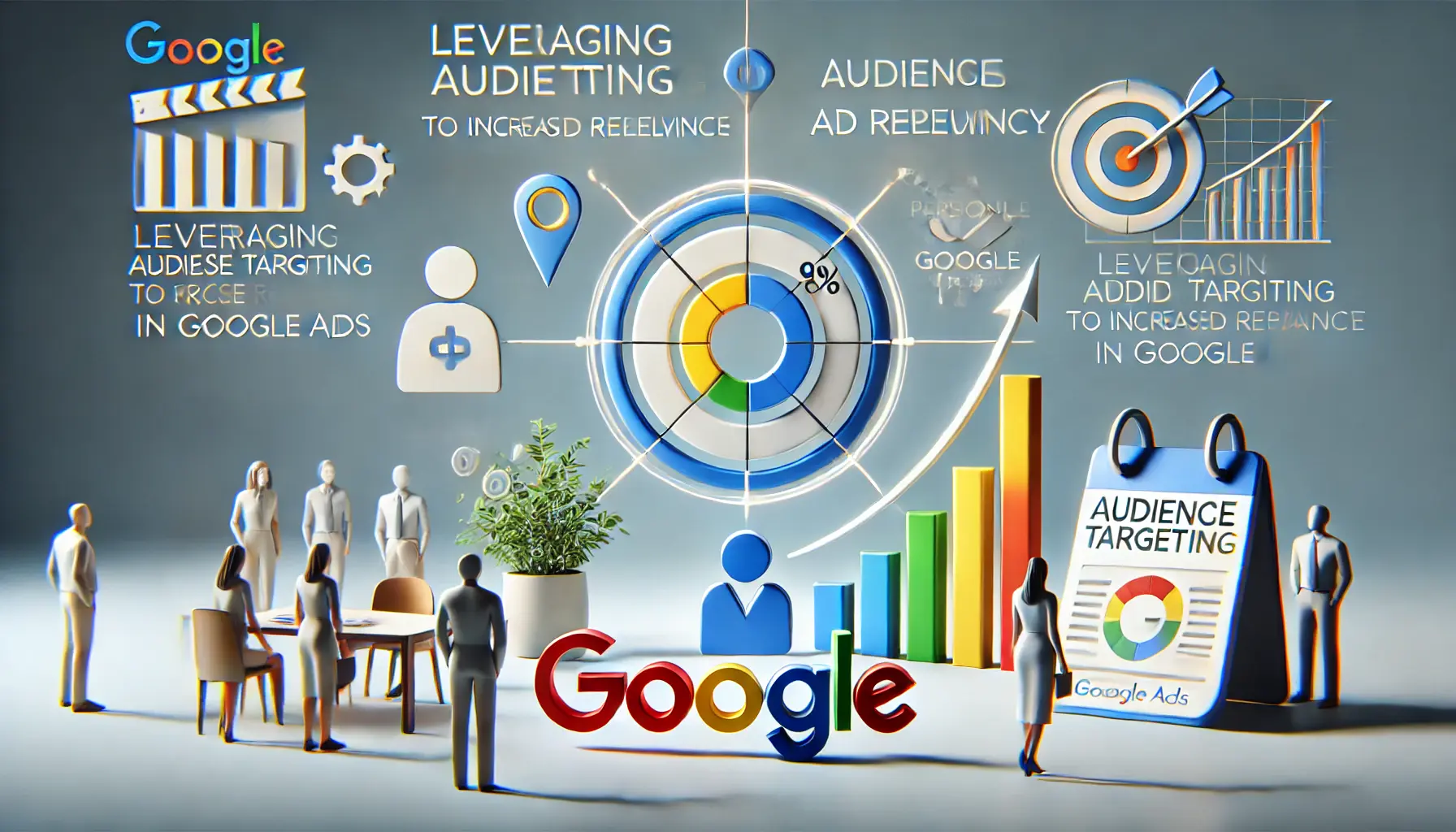 Image illustrating personalized ad targeting with demographic icons, audience segmentation, and targeting markers.