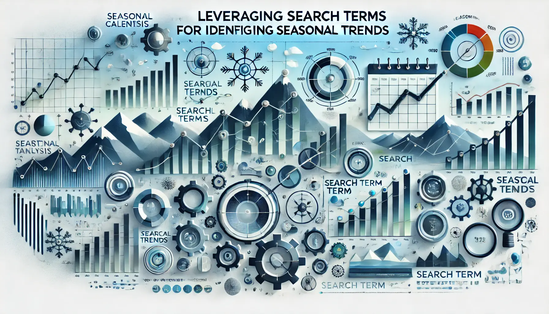 Visual representation of leveraging search terms for seasonal trends featuring seasonal calendars and trend graphs