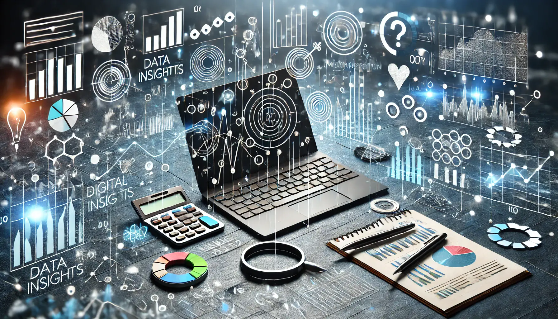 A visual representation of misaligned graphs and confusing charts symbolizing the misinterpretation of data insights in digital advertising.